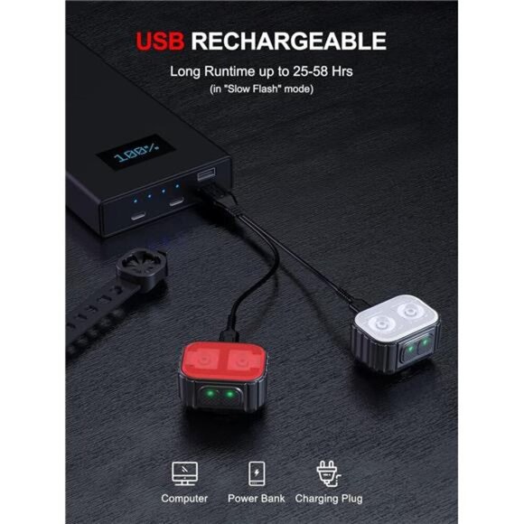 Bike Lights,Rechargeable Bicycle Lights Set Super Bright 8+12 Modes,IPX6 - Picture 4 of 7